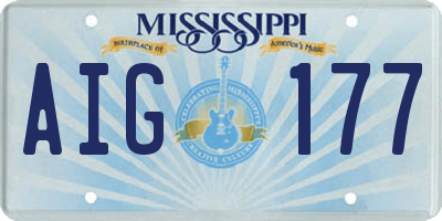 MS license plate AIG177