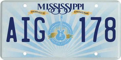 MS license plate AIG178