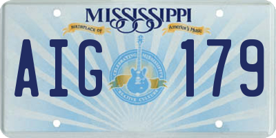 MS license plate AIG179