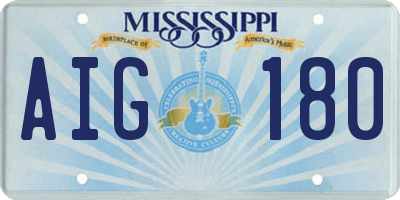 MS license plate AIG180