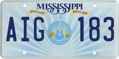 MS license plate AIG183