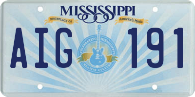 MS license plate AIG191