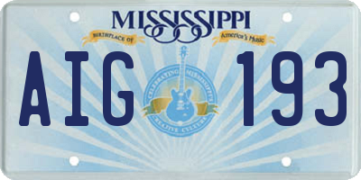 MS license plate AIG193