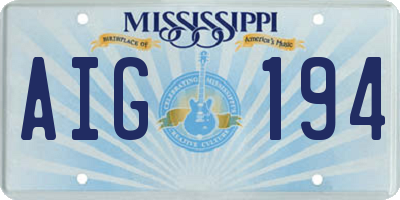 MS license plate AIG194