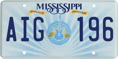 MS license plate AIG196