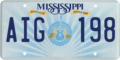 MS license plate AIG198