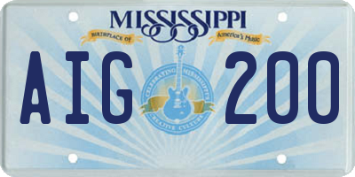 MS license plate AIG200