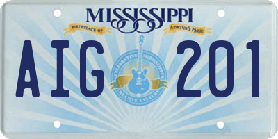 MS license plate AIG201