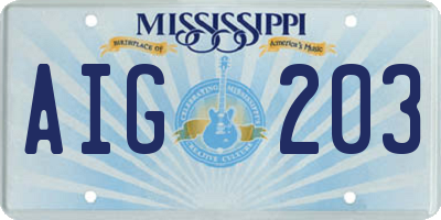 MS license plate AIG203