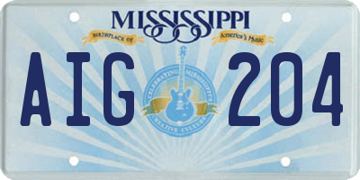 MS license plate AIG204