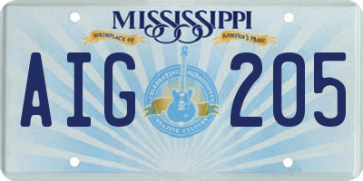 MS license plate AIG205