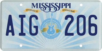 MS license plate AIG206