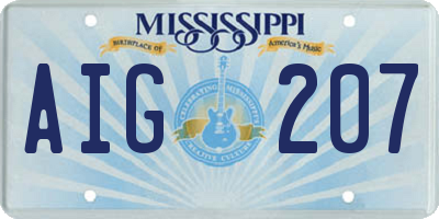 MS license plate AIG207
