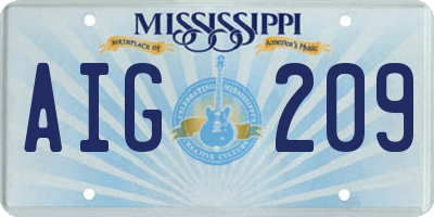 MS license plate AIG209