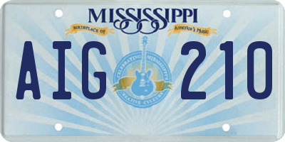 MS license plate AIG210