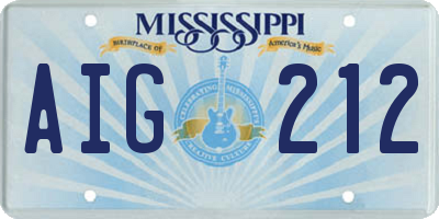 MS license plate AIG212