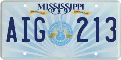 MS license plate AIG213