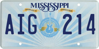 MS license plate AIG214