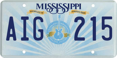 MS license plate AIG215