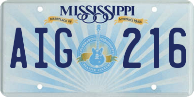 MS license plate AIG216