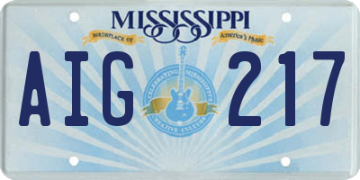 MS license plate AIG217