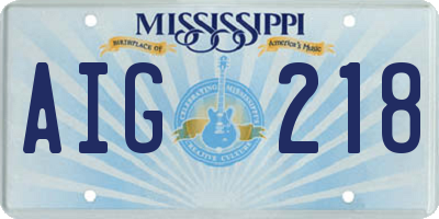 MS license plate AIG218