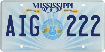 MS license plate AIG222