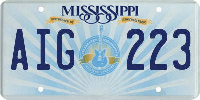 MS license plate AIG223