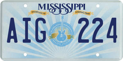 MS license plate AIG224