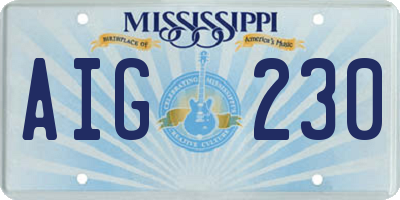 MS license plate AIG230