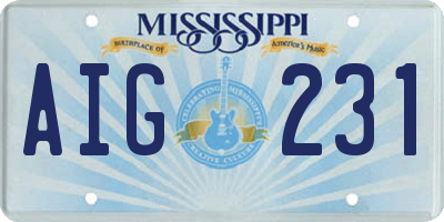 MS license plate AIG231