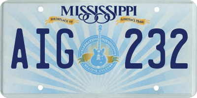 MS license plate AIG232