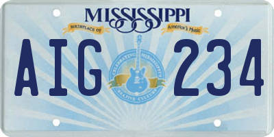MS license plate AIG234
