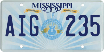 MS license plate AIG235