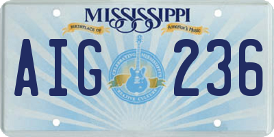 MS license plate AIG236