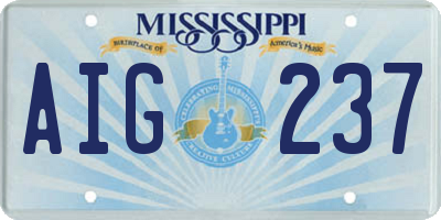MS license plate AIG237