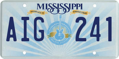 MS license plate AIG241
