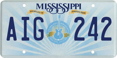 MS license plate AIG242