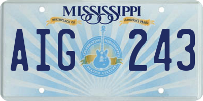 MS license plate AIG243