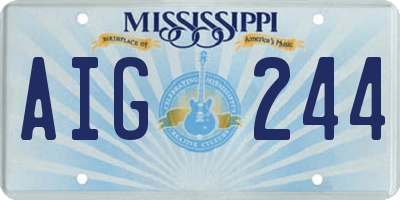 MS license plate AIG244