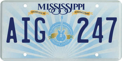 MS license plate AIG247