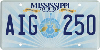 MS license plate AIG250