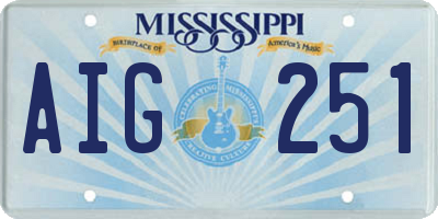 MS license plate AIG251