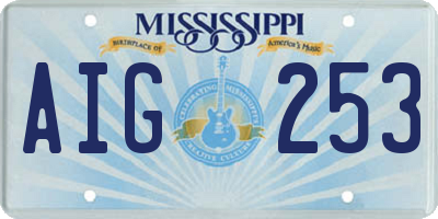 MS license plate AIG253