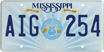 MS license plate AIG254