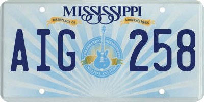 MS license plate AIG258