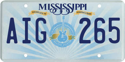 MS license plate AIG265