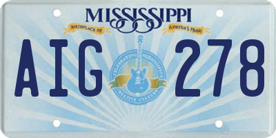 MS license plate AIG278
