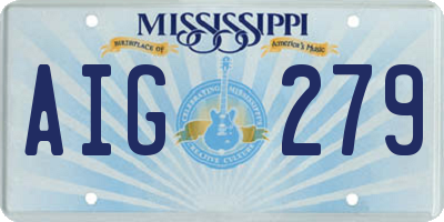 MS license plate AIG279