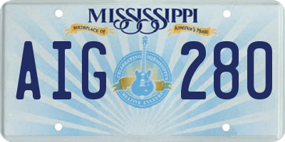 MS license plate AIG280